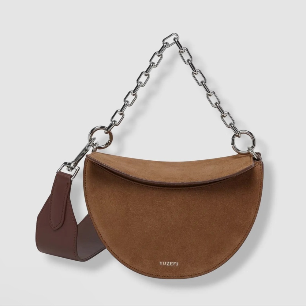 NEW Yuzefi Doris Leather Suede Chain Shoulder Bag